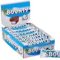  	Bounty Milk Chocolate Candy Bars of Box 24 Pieces (24 x 50g) Price: 8500 thousand pounds 